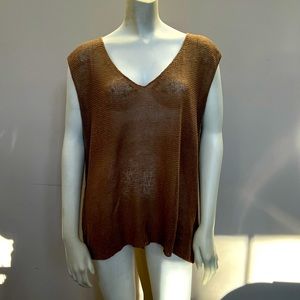 American Vintage Sheer V-Neck Sleeveless Knit Top, size S